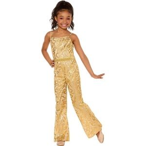 NEW Girls Barbie: The Movie Barbie Halloween Costume Jumpsuit - Gold